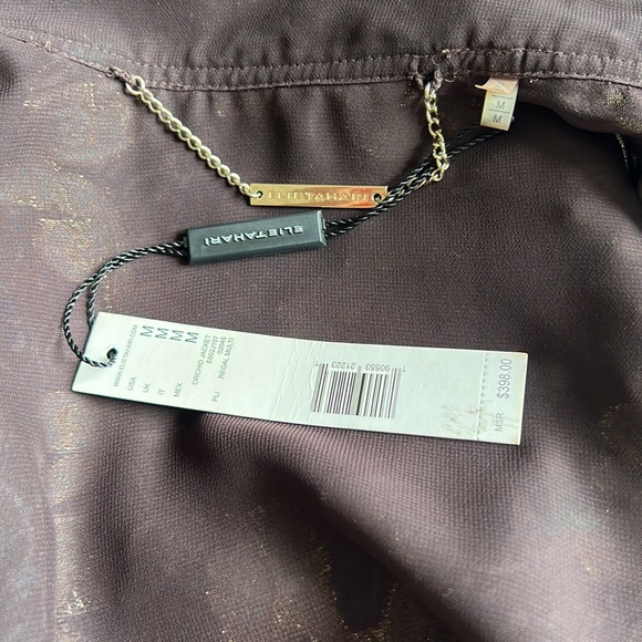 NWT Elie Tahari Eyelet Sleeve Metallic Weave Jacket - Picture 6 of 6